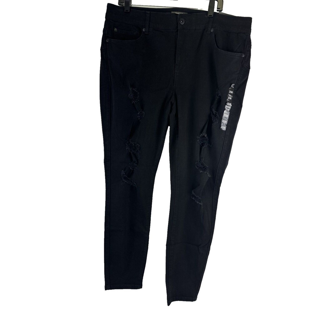 Torrid Bombshell Skinny Black Jeans Premium Stretch High Rise Destructed NWT 20R - Picture 4 of 14